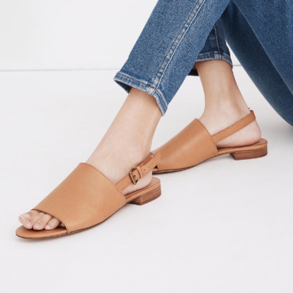 Madewell Noelle leather slingback sandal in Desert Camel size 8